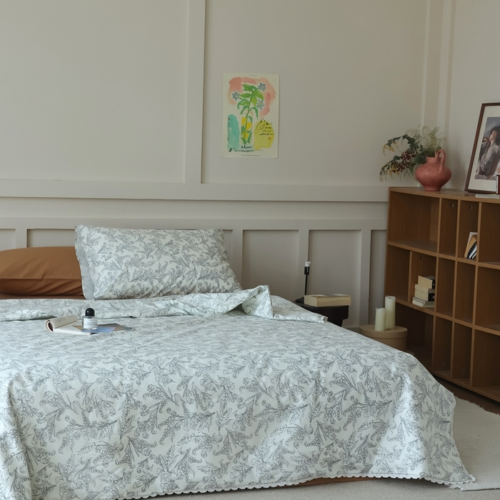 91家纺网 家纺一手货源 找家纺 棉眠 2025新款纯棉花边夏被套件 秋日风铃