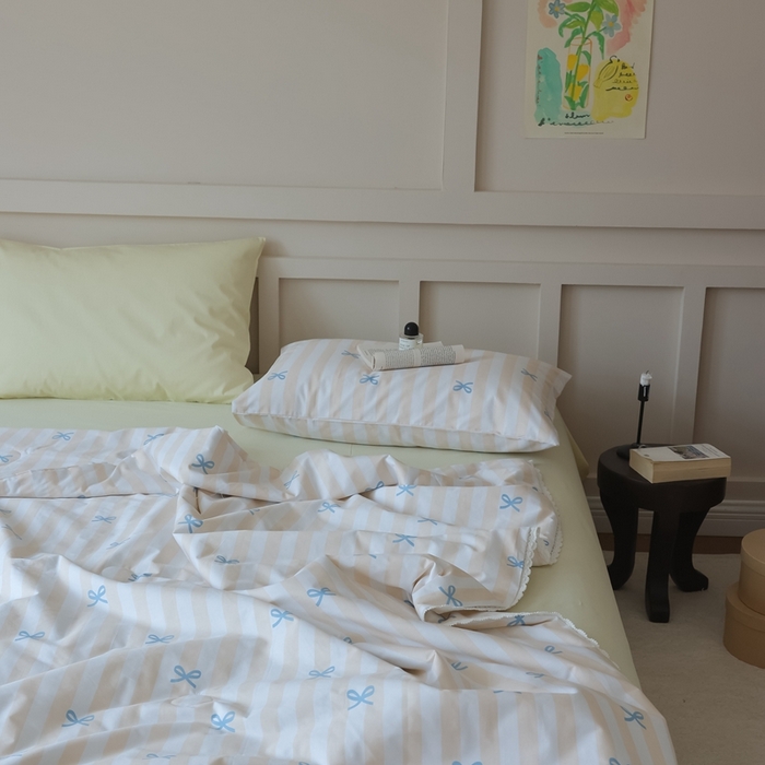 91家纺网 家纺一手货源 找家纺 棉眠 2025新款纯棉花边夏被套件 萝莉点点