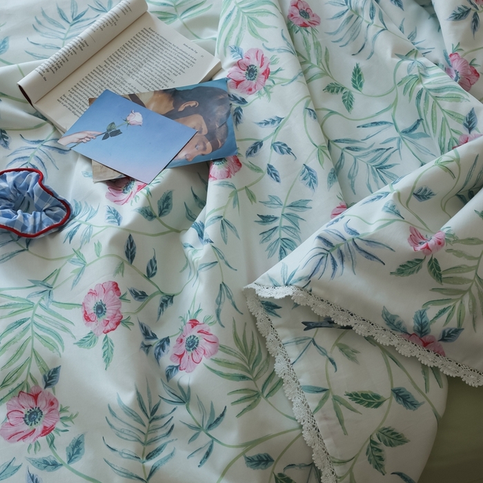 91家纺网 家纺一手货源 找家纺 棉眠 2025新款纯棉花边夏被套件 春之晓晓