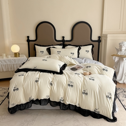 91家纺网 家纺一手货源 找家纺 橘子家 2025新款云柔棉四件套 樱桃果果