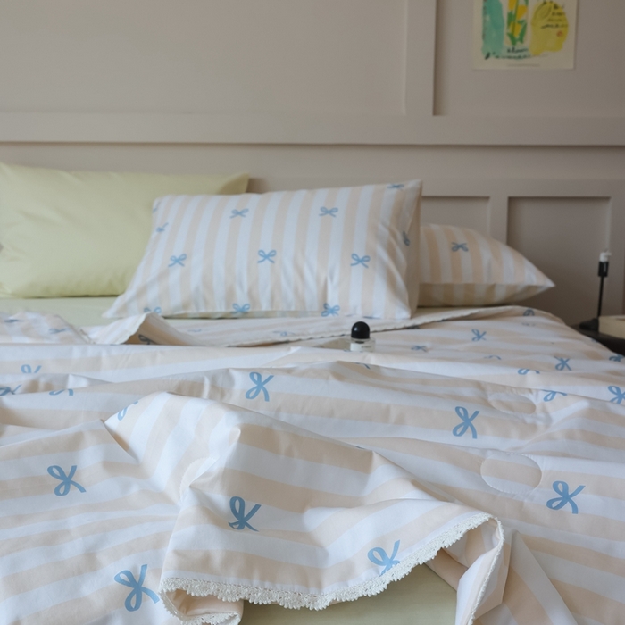 91家纺网 家纺一手货源 找家纺 棉眠 2025新款纯棉花边夏被套件 萝莉点点