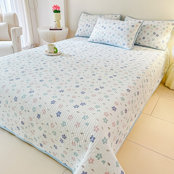 91家纺网 家纺一手货源 找家纺 （总）橘夏家纺2025爆款棉感珍珠绸印花床盖三件套