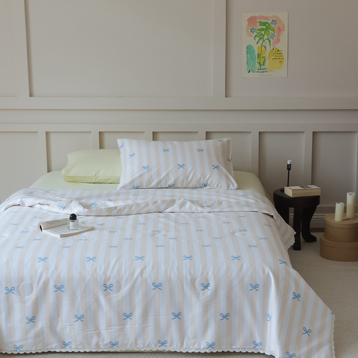 91家纺网 家纺一手货源 找家纺 棉眠 2025新款纯棉花边夏被套件 萝莉点点