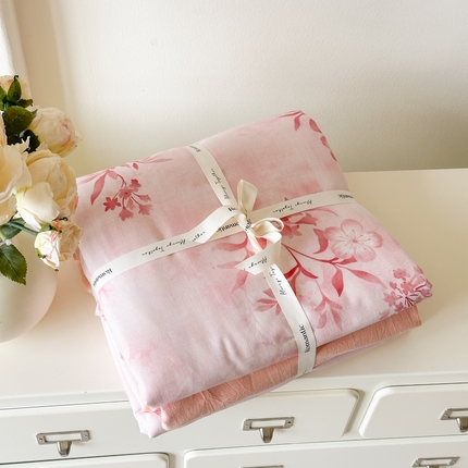 91家纺网 家纺一手货源 找家纺 喜四方 2025新款全棉A类母婴级抗菌全棉双层纱四件套 歌禧