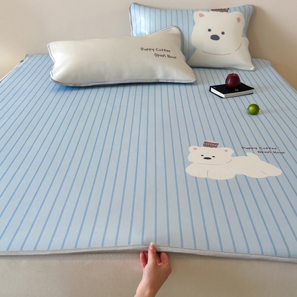 如一2025A类ins大版数码卡通印花冰丝凉感席咖啡狗-床席