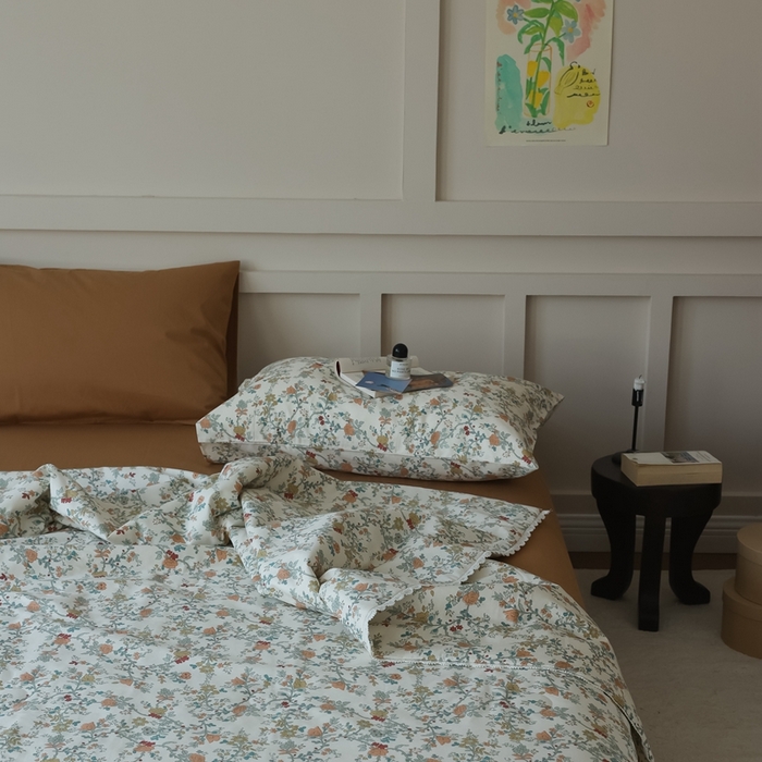 91家纺网 家纺一手货源 找家纺 棉眠 2025新款纯棉花边夏被套件 秋茗