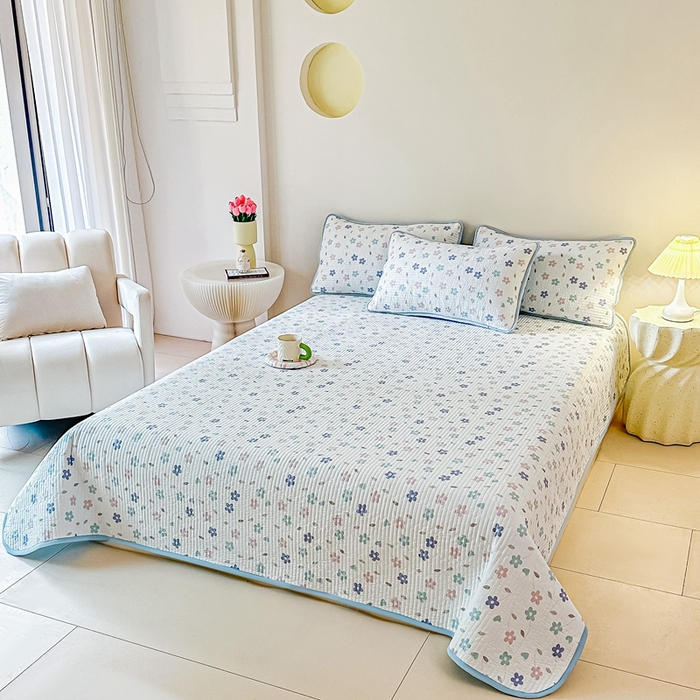 91家纺网 家纺一手货源 找家纺 （总）橘夏家纺2025爆款棉感珍珠绸印花床盖三件套