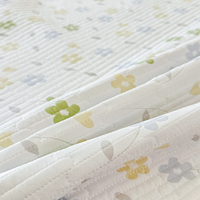 91家纺网 家纺一手货源 找家纺 橘夏家纺2025爆款棉感珍珠绸印花床盖三件套 朵朵花林--雅韵灰