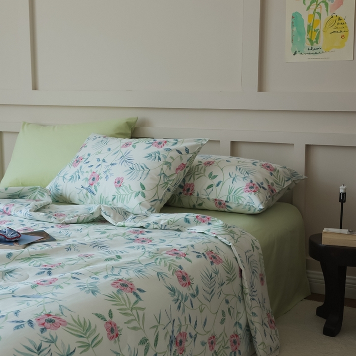 91家纺网 家纺一手货源 找家纺 棉眠 2025新款纯棉花边夏被套件 春之晓晓