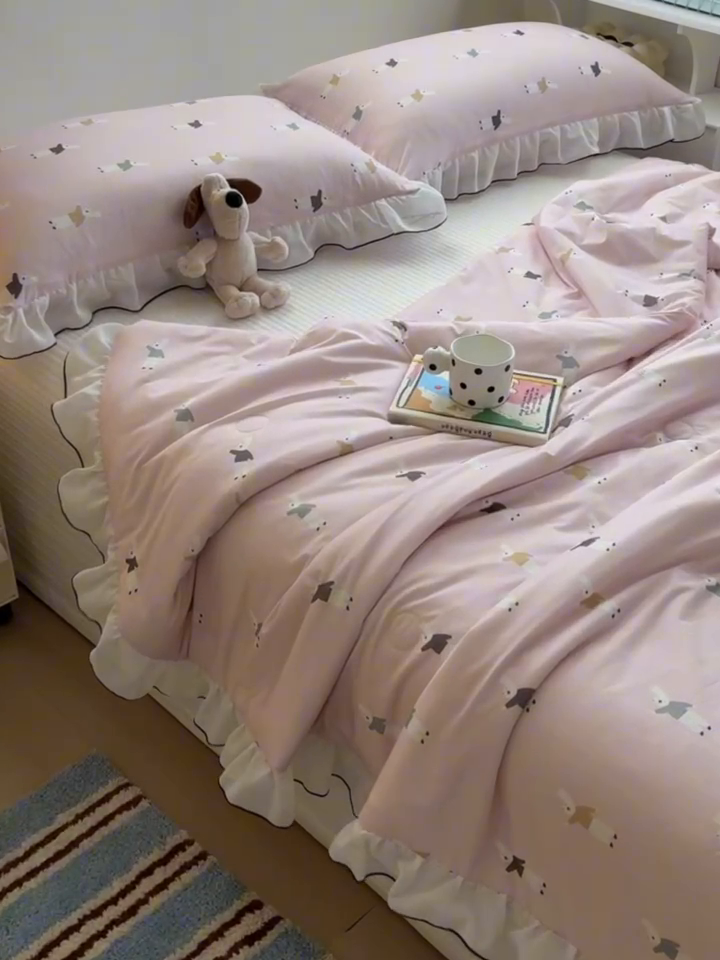 91家纺网 家纺一手货源 找家纺 九花鹿 2025新款凉感提花夏被 兔先生