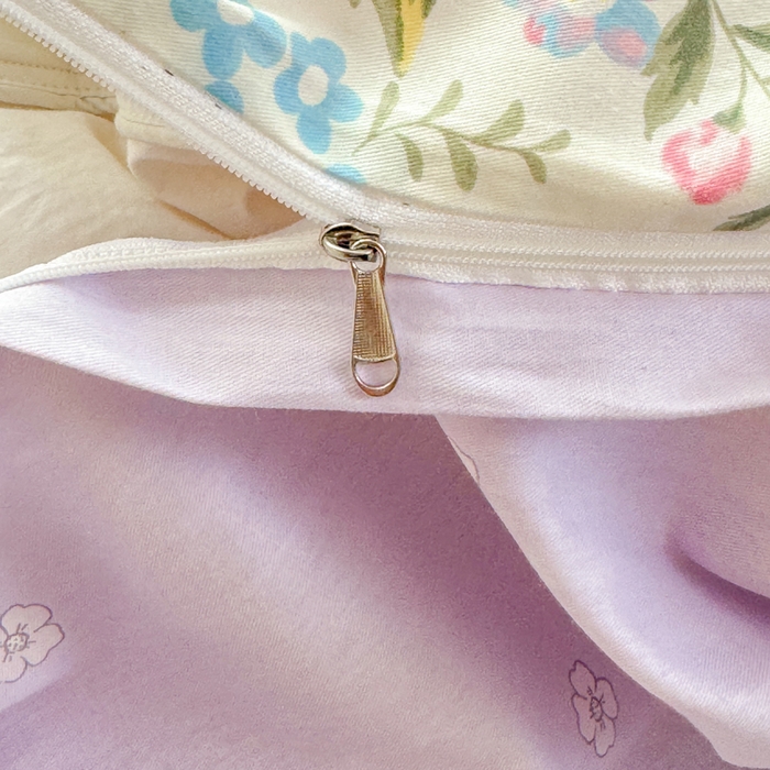 91家纺网 家纺一手货源 找家纺 佑金甜 2025新款100%全棉印花四件套纯棉印花单被套三件套（尺寸已预留）（礼盒塑封包装）（买家秀加V)粉霭玫瑰笺