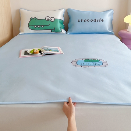 如一2025A类ins大版数码卡通印花冰丝凉感席 小鳄鱼-床席