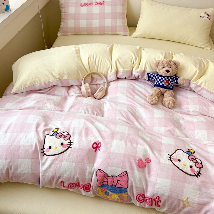 91家纺网 家纺一手货源 找家纺 （总）雨帆  2025新款卡通水洗棉毛巾绣四件套