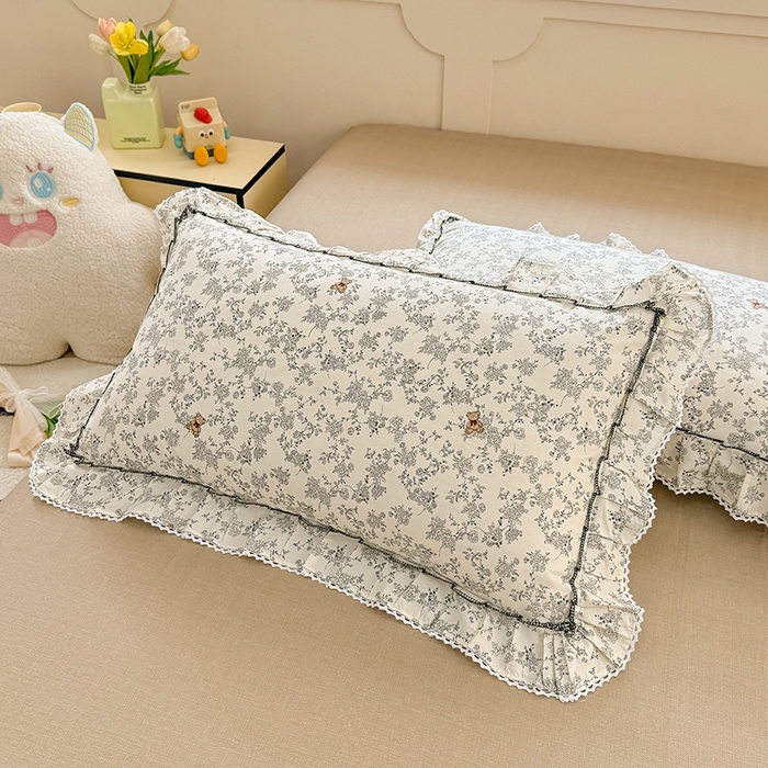 91家纺网 家纺一手货源 找家纺 缦彩家纺  2025新款韩版全棉公主风床单四件套 奥罗拉