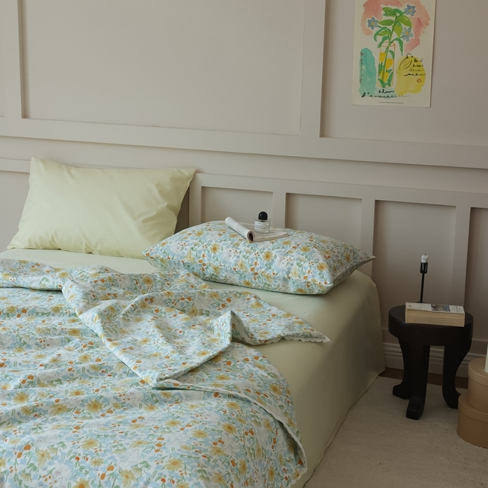 91家纺网 家纺一手货源 找家纺 棉眠 2025新款纯棉花边夏被套件 花间牧歌