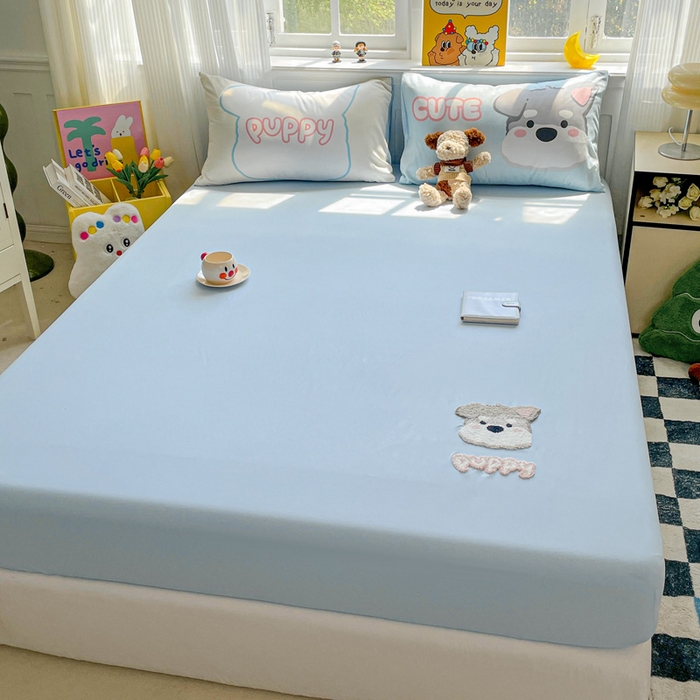 91家纺网 家纺一手货源 找家纺 海岛哥哥 2025春夏新款大版枕套毛巾绣床笠 大版枕套 小狗