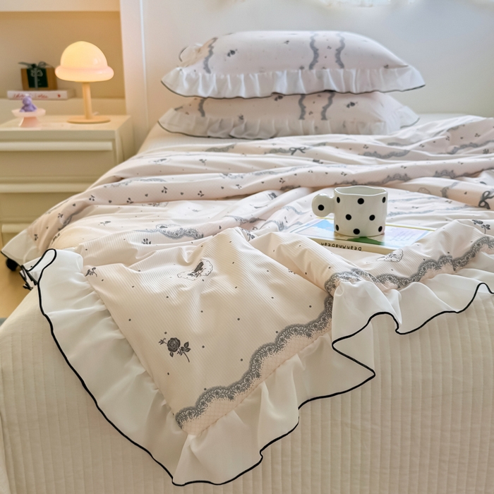 91家纺网 家纺一手货源 找家纺 九花鹿 2025新款凉感提花夏被 韩式小花