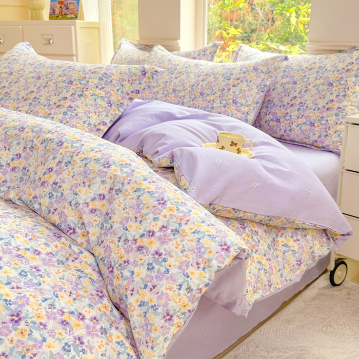 91家纺网 家纺一手货源 找家纺 佑金甜 2025新款100%全棉印花四件套纯棉印花单被套三件套（尺寸已预留）（礼盒塑封包装）（买家秀加V)梵花