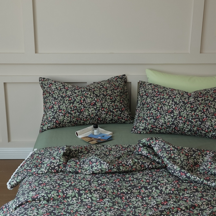 91家纺网 家纺一手货源 找家纺 棉眠 2025新款纯棉花边夏被套件 小红莓