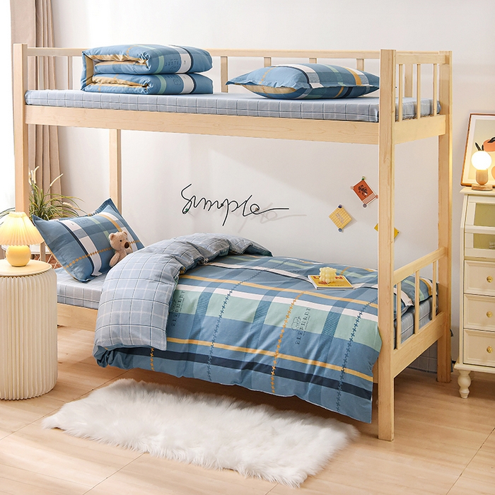 91家纺网 家纺一手货源 找家纺 （总）鑫宇 2025新款全棉13372学生宿舍印花三件套上下铺六件套