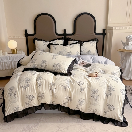 91家纺网 家纺一手货源 找家纺 橘子家 2025新款云柔棉四件套 寻花集