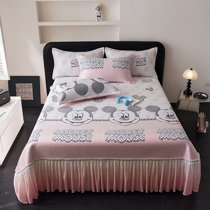 91家纺网 家纺一手货源 找家纺 （总）2025新款5D提花全凉感中分子凉席 冰感床裙款凉席三件套-提花系列