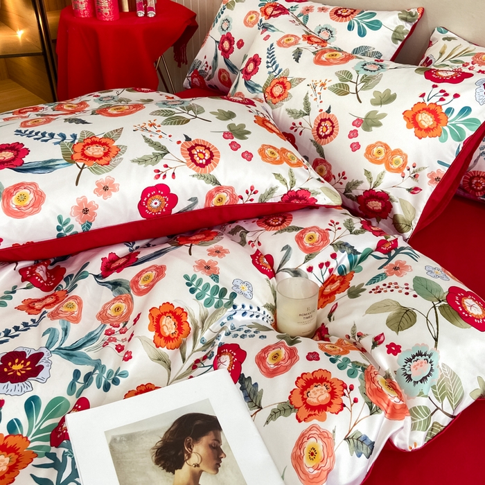 91家纺网 家纺一手货源 找家纺 （总）用心 2022新款数码印花婚庆四件套