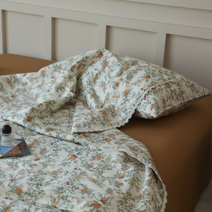 91家纺网 家纺一手货源 找家纺 棉眠 2025新款纯棉花边夏被套件 秋茗