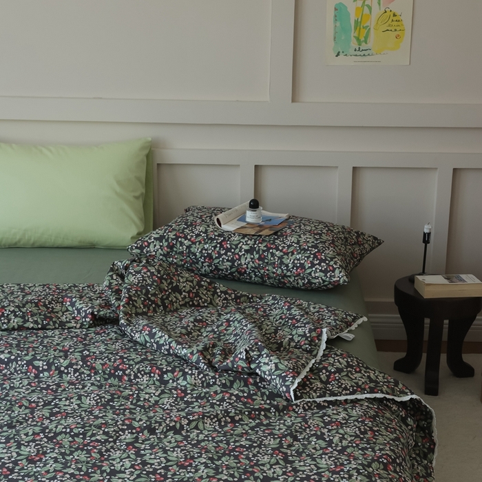 91家纺网 家纺一手货源 找家纺 棉眠 2025新款纯棉花边夏被套件 小红莓