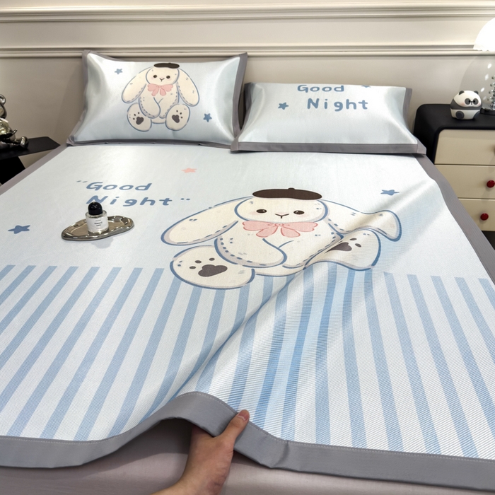 91家纺网 家纺一手货源 找家纺 倾慕  2025新款数码大版时尚卡通风冰藤席 大耳兔