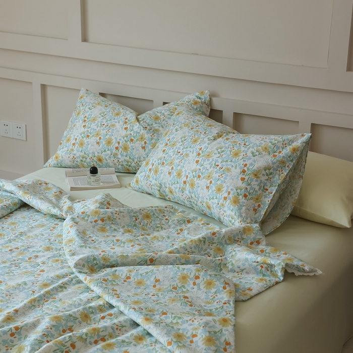 91家纺网 家纺一手货源 找家纺 棉眠 2025新款纯棉花边夏被套件 花间牧歌