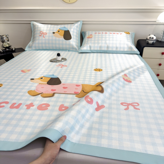 91家纺网 家纺一手货源 找家纺 倾慕  2025新款数码大版时尚卡通风冰藤席 BABY狗