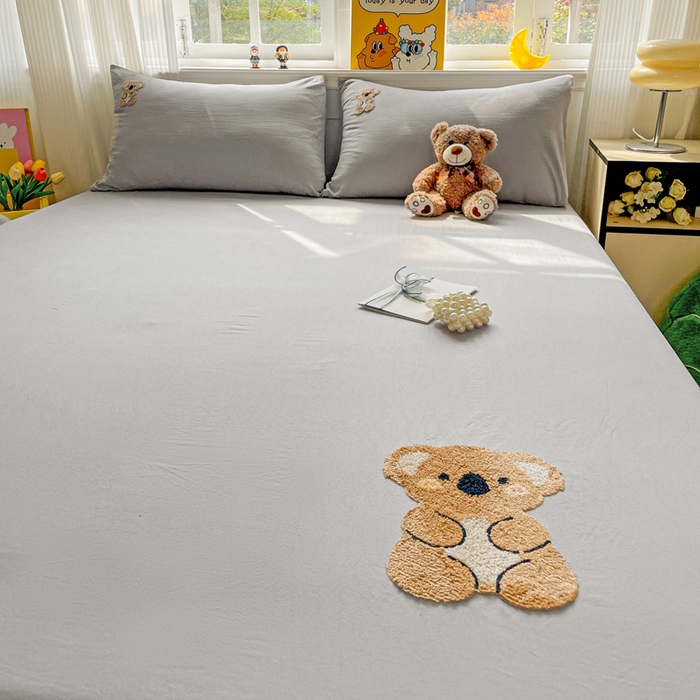 91家纺网 家纺一手货源 找家纺 海岛哥哥 2025春夏新款卡通毛巾绣床笠 佛系考拉