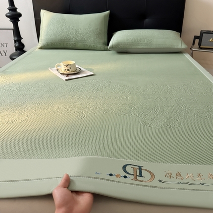 怡源梦家纺2025新款冰豆豆凉席三件套-巴黎世家系列 巴黎世家 绿色