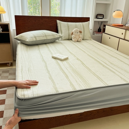 91家纺网 家纺一手货源 找家纺 （总）雅居纺家纺 2025新款A类加厚三明治底简约提花凉感席系列-床笠款