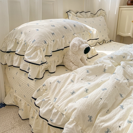 91家纺网 家纺一手货源 找家纺 （总）2025新款云感双层纱夏被四件套-床盖款