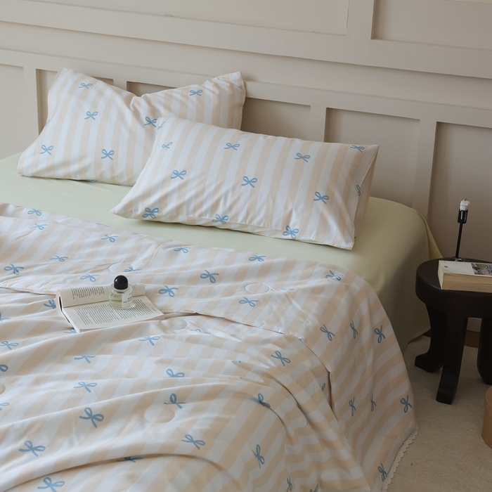 91家纺网 家纺一手货源 找家纺 棉眠 2025新款纯棉花边夏被套件 萝莉点点