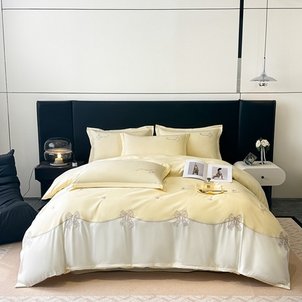 梧桐家居 2025新款亲肤棉绣花四件套-米勒 米勒-浅黄