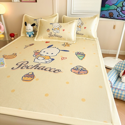 蓝邻 2025春夏新款正版三丽鸥600D冰藤大版数码印花凉席-场景一 甜品帕恰狗