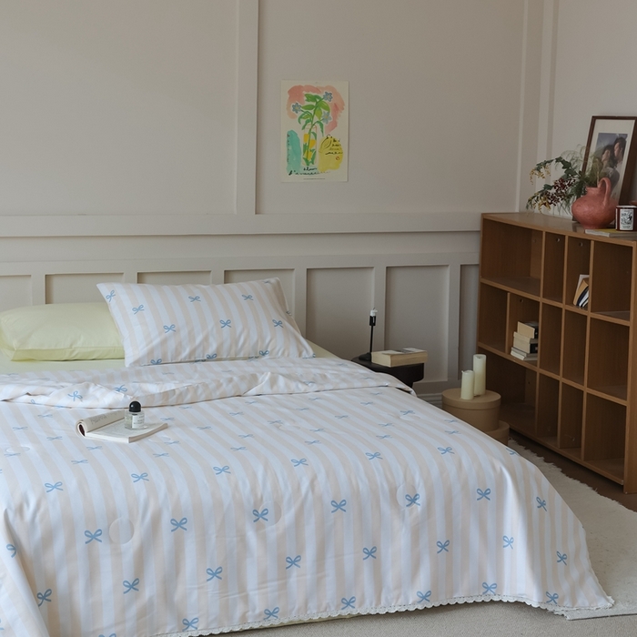 91家纺网 家纺一手货源 找家纺 棉眠 2025新款纯棉花边夏被套件 萝莉点点