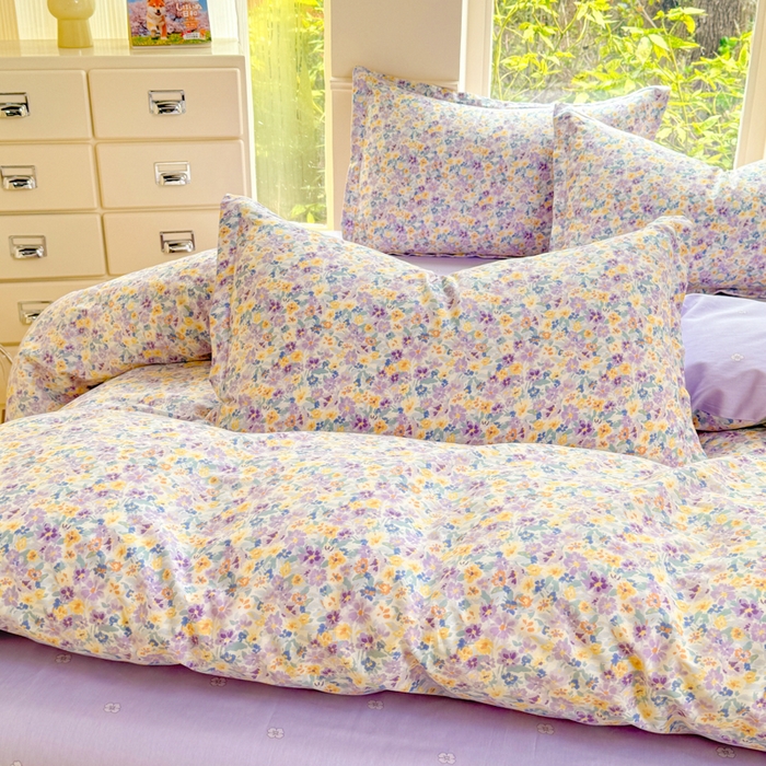 91家纺网 家纺一手货源 找家纺 佑金甜 2025新款100%全棉印花四件套纯棉印花单被套三件套（尺寸已预留）（礼盒塑封包装）（买家秀加V)梵花