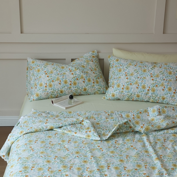 91家纺网 家纺一手货源 找家纺 棉眠 2025新款纯棉花边夏被套件 花间牧歌