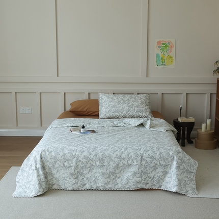 棉眠 2025新款纯棉花边夏被套件 秋日风铃