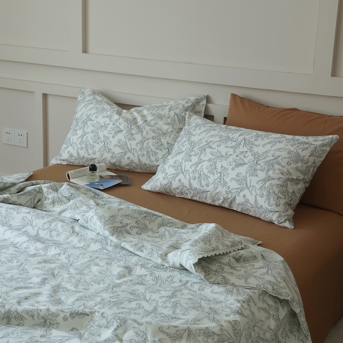 91家纺网 家纺一手货源 找家纺 棉眠 2025新款纯棉花边夏被套件 秋日风铃