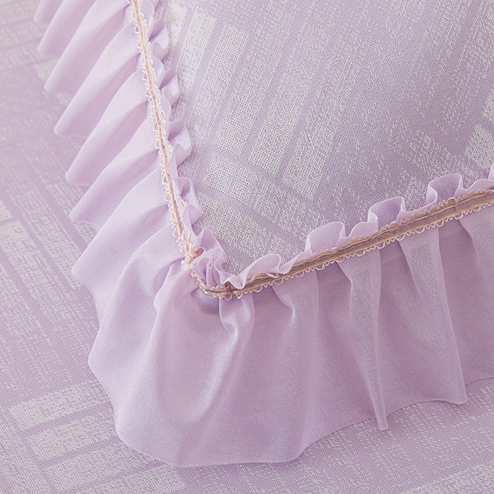 91家纺网 家纺一手货源 找家纺 情恒家纺   2025新款提花PE海洋丝可脱卸床裙席三件套 城市剪影 魅紫