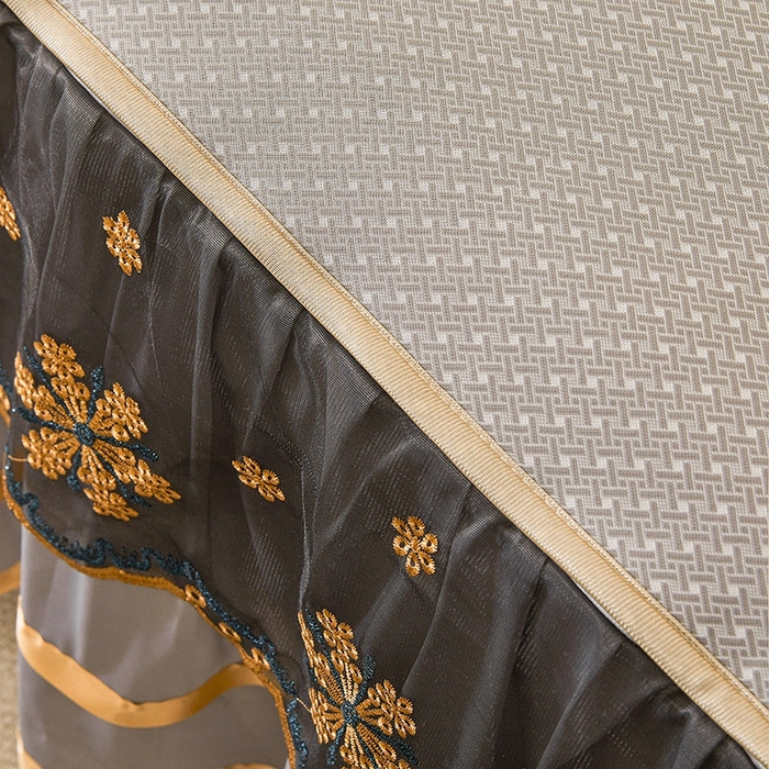 91家纺网 家纺一手货源 找家纺 情恒家纺   2025新款提花PE海洋丝可脱卸床裙席三件套 阡陌 星灰