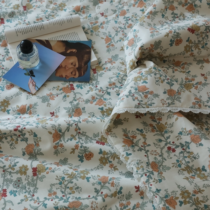 91家纺网 家纺一手货源 找家纺 棉眠 2025新款纯棉花边夏被套件 秋茗