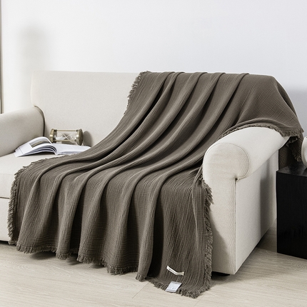 91家纺网 家纺一手货源 找家纺 （总）皇寝世家家居 2025新款A类全棉针织四层纱苏流毯子沙发盖毯 午睡复古毛毯