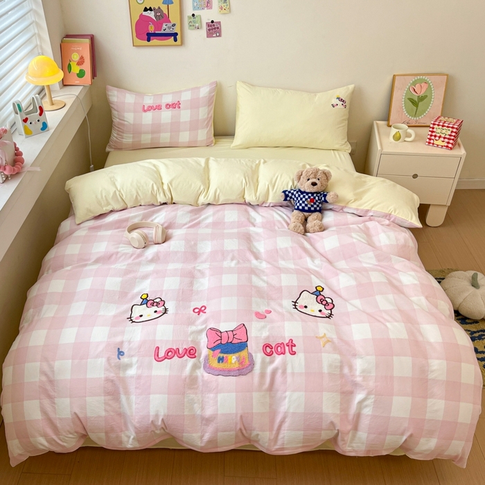 91家纺网 家纺一手货源 找家纺 （总）雨帆  2025新款卡通水洗棉毛巾绣四件套