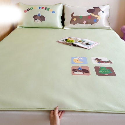 如一2025A类ins大版数码卡通印花冰丝凉感席 清凉狗-床席